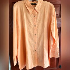 harve Benard coral linen-cotton tunic, EUC, size 2X